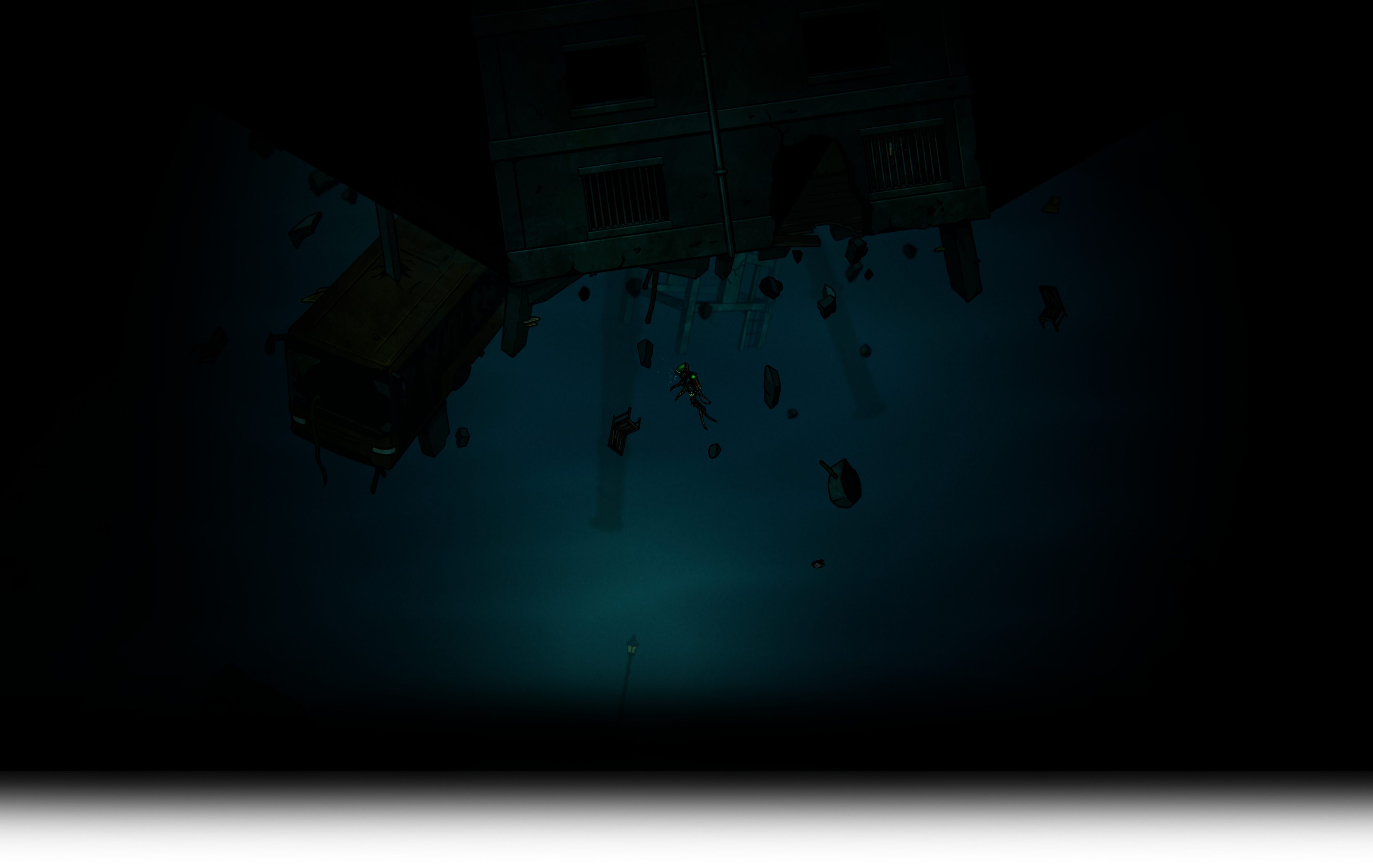 Dive or Die underwater descent in a flooded city